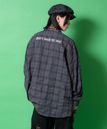 a.p.o.v. ストリートフォントバック刺繍オーバーサイズシワ加工コットンガーゼチェックシャツ