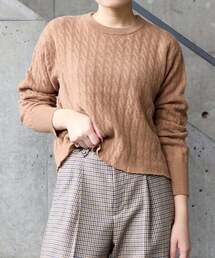 A_（エース）の「【A_/エース】ケーブルバックスリット（ニット/セーター）」