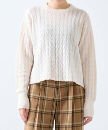 A_（エース）の「【A_/エース】ケーブルバックスリット（ニット/セーター）」