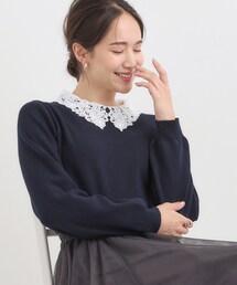 DRESKIP | 【襟取り外し可/S-LL】上品見え レース襟ニット(ニット/セーター)