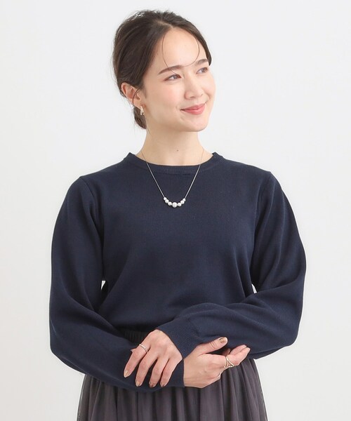 DRESKIP（ドレスキップ）の「【襟取り外し可/S-LL】上品見え レース襟ニット（ニット/セーター・レディース・グレー/アイボリー/ネイビー・04/03/02/01）」の14枚目の写真