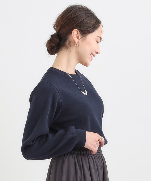 DRESKIP（ドレスキップ）の「【襟取り外し可/S-LL】上品見え レース襟ニット（ニット/セーター・レディース・グレー/アイボリー/ネイビー・04/03/02/01）」の15枚目の写真