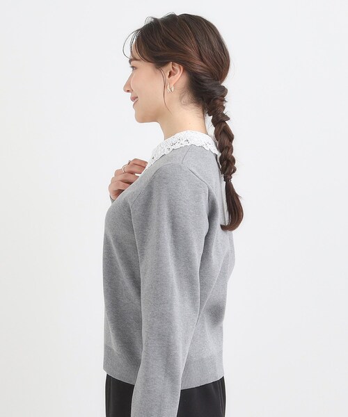 DRESKIP（ドレスキップ）の「【襟取り外し可/S-LL】上品見え レース襟ニット（ニット/セーター・レディース・グレー/アイボリー/ネイビー・04/03/02/01）」の19枚目の写真