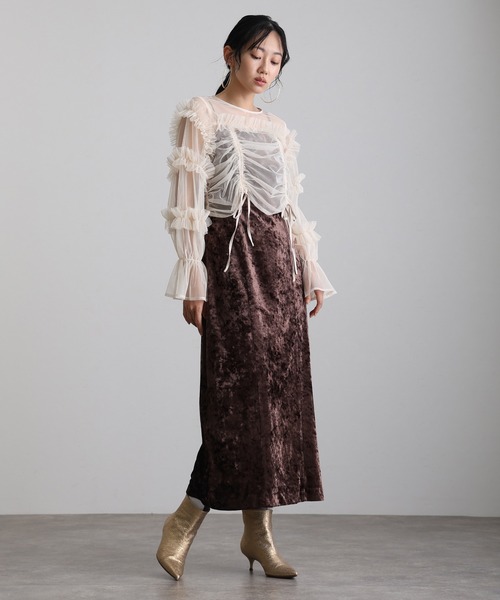 atlo(アトロ)の「結婚式 二次会 パーティー ドレス 袖あり と ミモレ丈 シャーリング ボレロ キャミワンピース2点セットセレモニー フォーマル オケージョンドレス お呼ばれ 同窓会 成人式 (ドレス・レディース・ブラック/ブラウン・L/M)」の10枚目の写真