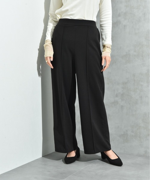 INTERPLANET（インタープラネット）の「ウールライク裏起毛セットアップ（ワンピース・レディース・ブラック/チャコールグレー・FREE）」の4枚目の写真