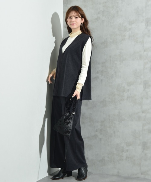 INTERPLANET（インタープラネット）の「ウールライク裏起毛セットアップ（ワンピース・レディース・ブラック/チャコールグレー・FREE）」の16枚目の写真