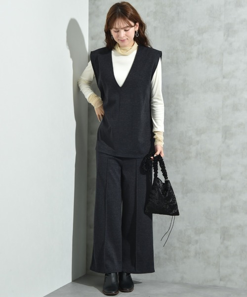 INTERPLANET（インタープラネット）の「ウールライク裏起毛セットアップ（ワンピース・レディース・ブラック/チャコールグレー・FREE）」の17枚目の写真