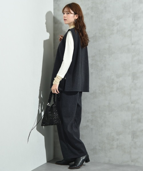 INTERPLANET（インタープラネット）の「ウールライク裏起毛セットアップ（ワンピース・レディース・ブラック/チャコールグレー・FREE）」の18枚目の写真