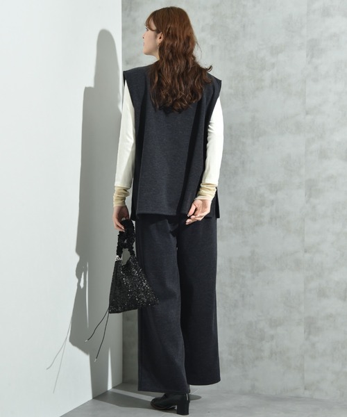 INTERPLANET（インタープラネット）の「ウールライク裏起毛セットアップ（ワンピース・レディース・ブラック/チャコールグレー・FREE）」の19枚目の写真