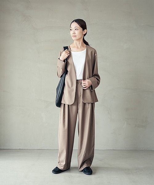 SOLAMONAT LARME(ソラモナラーム)の「ノーカラージャケット(ノーカラージャケット・レディース・ブラック/ベージュ/チャコール/グレー/ブラウン・38)」の13枚目の写真