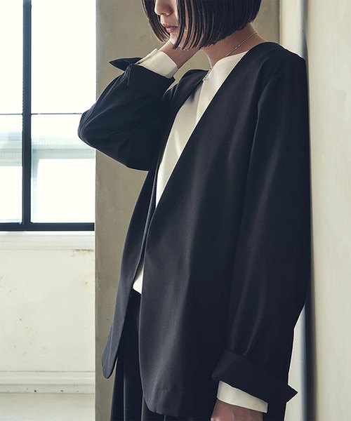 『未使用』ウッディハウス　SOLAMONAT LARME ノーカラージャケット ◇[SMLM-JK]SOLAMONAT LARME(ソラモナラーム) ノーカラージャケット