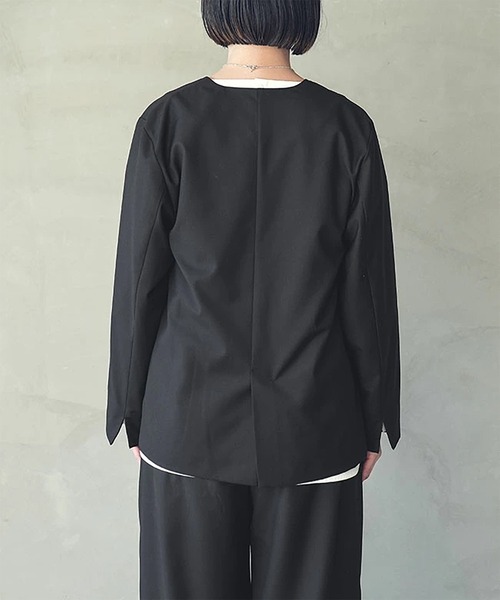 『未使用』ウッディハウス　SOLAMONAT LARME ノーカラージャケット ◇[SMLM-JK]SOLAMONAT LARME(ソラモナラーム) ノーカラージャケット