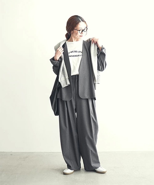 ソラモナラーム♡ウッディハウス　ノーカラージャケット ブラック　38 ◇[SMLM-JK]SOLAMONAT LARME(ソラモナラーム) ノーカラージャケット