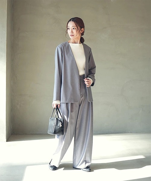 SOLAMONAT LARME(ソラモナラーム)の「ノーカラージャケット(ノーカラージャケット・レディース・ブラック/ベージュ/チャコール/グレー/ブラウン・38)」の10枚目の写真