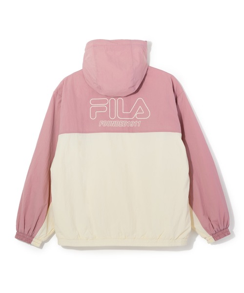 FILA（フィラ）の「【別注】フィラ FILA レディース裏トリコット起毛ウィンドジャケット 限定コラボ（ナイロンジャケット・レディース・スモークピンク/ダークグリーン/ネイビー・S/M/L/XL）」の18枚目の写真