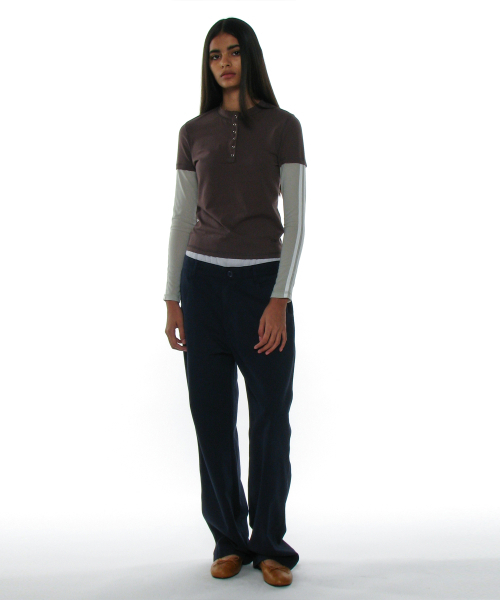 PARTIMENTO WOMEN(パルティメントウィメン)の「オールインワンレイヤードヘンリーロングスリーブTシャツ_チャコール(Tシャツ/カットソー・レディース・その他・SMALL/MEDIUM)」の7枚目の写真