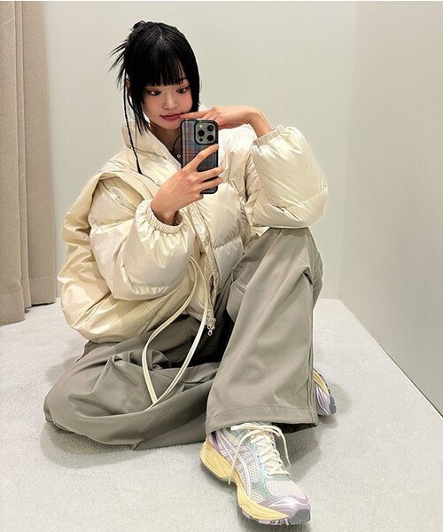 PARTIMENTO WOMEN(パルティメントウィメン)の「オールインワンレイヤードヘンリーロングスリーブTシャツ_チャコール(Tシャツ/カットソー・レディース・その他・SMALL/MEDIUM)」の3枚目の写真