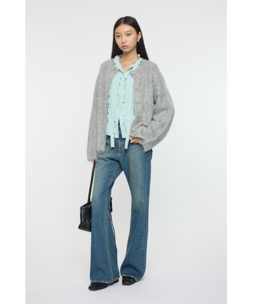 MOUSSY(マウジー)の「GEORGETTE RUFFLES ブラウス(シャツ/ブラウス・レディース・ネイビー/ミント・FREE)」の4枚目の写真