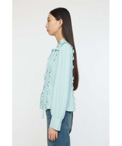 MOUSSY(マウジー)の「GEORGETTE RUFFLES ブラウス(シャツ/ブラウス・レディース・ネイビー/ミント・FREE)」の8枚目の写真
