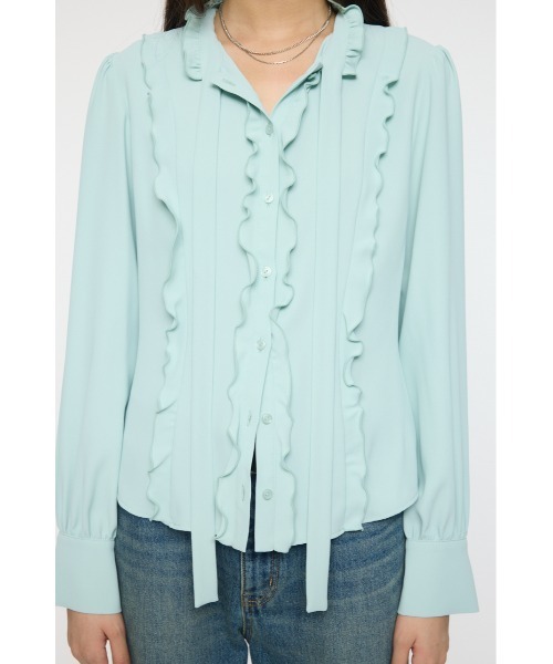 MOUSSY(マウジー)の「GEORGETTE RUFFLES ブラウス(シャツ/ブラウス・レディース・ネイビー/ミント・FREE)」の12枚目の写真