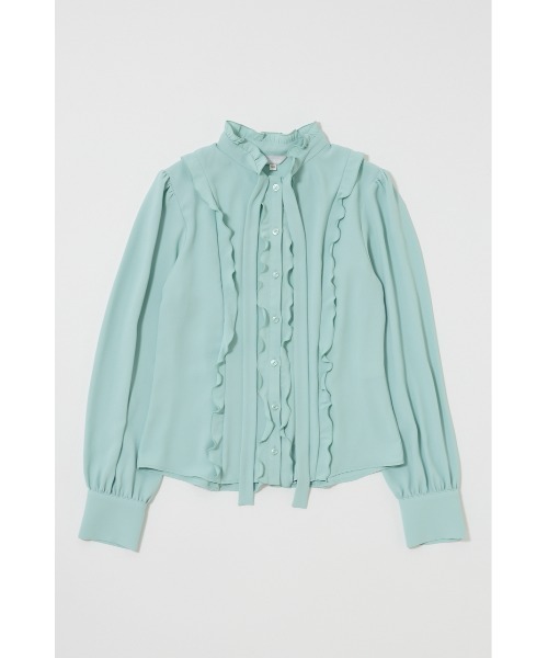 MOUSSY(マウジー)の「GEORGETTE RUFFLES ブラウス(シャツ/ブラウス・レディース・ネイビー/ミント・FREE)」の16枚目の写真