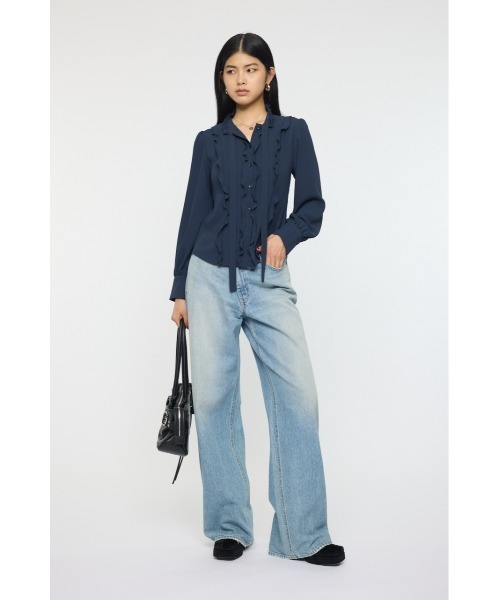 MOUSSY(マウジー)の「GEORGETTE RUFFLES ブラウス(シャツ/ブラウス・レディース・ネイビー/ミント・FREE)」の19枚目の写真