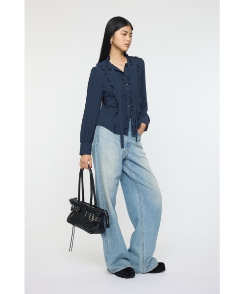 MOUSSY(マウジー)の「GEORGETTE RUFFLES ブラウス(シャツ/ブラウス・レディース・ネイビー/ミント・FREE)」の20枚目の写真