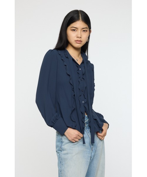 MOUSSY(マウジー)の「GEORGETTE RUFFLES ブラウス(シャツ/ブラウス・レディース・ネイビー/ミント・FREE)」の22枚目の写真