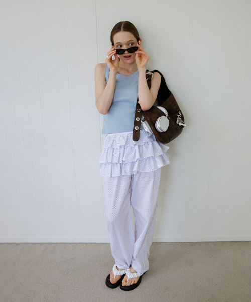 LETERIE(レテリー)の「BASIC FLOWER SLEEVELESS_BLUE(Tシャツ/カットソー・レディース・ブルー・FREE)」の4枚目の写真
