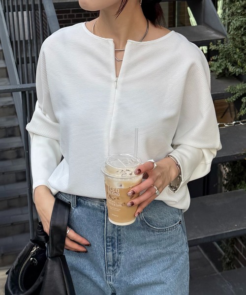 セール】リップルコンビダンボールプルオーバー/セットアップ可（T