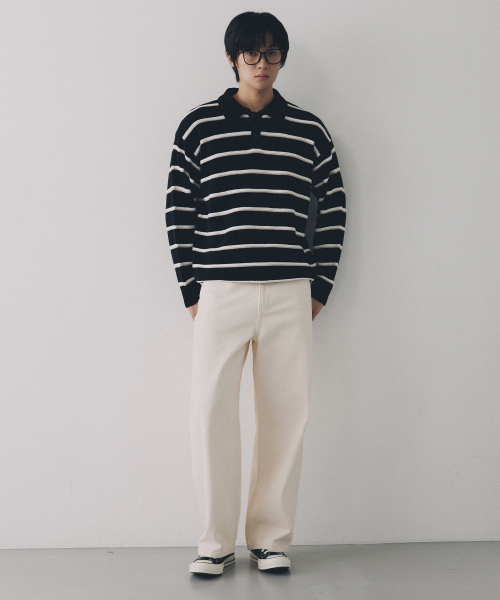 NODU（ノードユー）の「マルチ配色カラー ストライプニットTシャツ[ブラック]（ニット/セーター・メンズ・その他・MEDIUM/LARGE）」の3枚目の写真