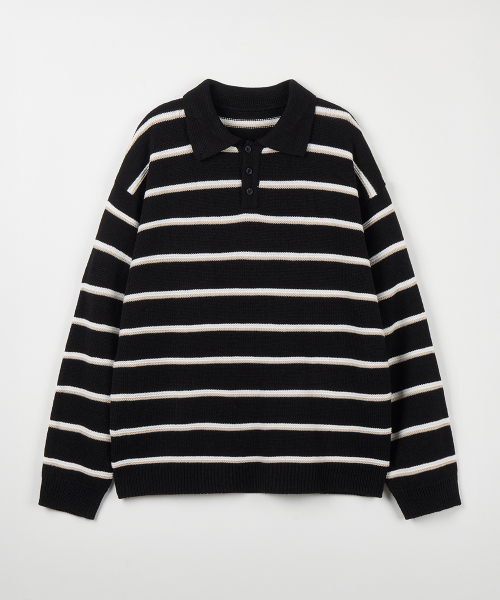 NODU（ノードユー）の「マルチ配色カラー ストライプニットTシャツ[ブラック]（ニット/セーター・メンズ・その他・MEDIUM/LARGE）」の7枚目の写真
