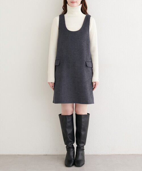 natural couture（ナチュラルクチュール）の「【WEB限定】杢調フェイクウールミニジャンスカ（ワンピース・レディース・ブラウン/グレー/チャコールグレー・FREE）」の13枚目の写真