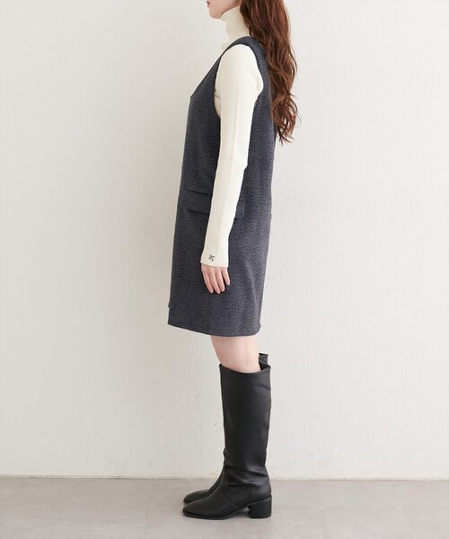 natural couture（ナチュラルクチュール）の「【WEB限定】杢調フェイクウールミニジャンスカ（ワンピース・レディース・ブラウン/グレー/チャコールグレー・FREE）」の14枚目の写真
