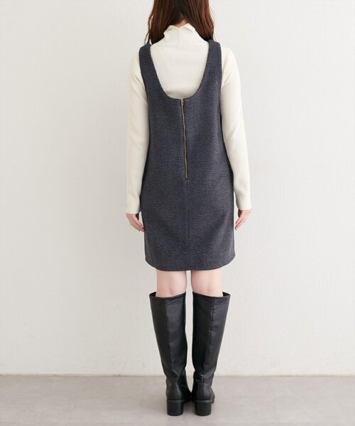 natural couture（ナチュラルクチュール）の「【WEB限定】杢調フェイクウールミニジャンスカ（ワンピース・レディース・ブラウン/グレー/チャコールグレー・FREE）」の15枚目の写真