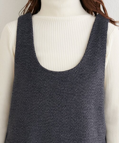 natural couture（ナチュラルクチュール）の「【WEB限定】杢調フェイクウールミニジャンスカ（ワンピース・レディース・ブラウン/グレー/チャコールグレー・FREE）」の16枚目の写真