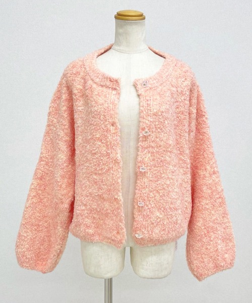 DAY CLOSET（デイ クローゼット）の「【前開き/中厚手】ふわっとあったか甘め仕上げ。長袖クリアボタンブークレニットカーディガン レディース（カーディガン/ボレロ・レディース・アイボリー・FREE）」の9枚目の写真