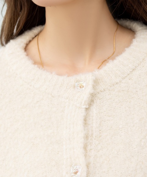 DAY CLOSET（デイ クローゼット）の「【前開き/中厚手】ふわっとあったか甘め仕上げ。長袖クリアボタンブークレニットカーディガン レディース（カーディガン/ボレロ・レディース・アイボリー・FREE）」の19枚目の写真
