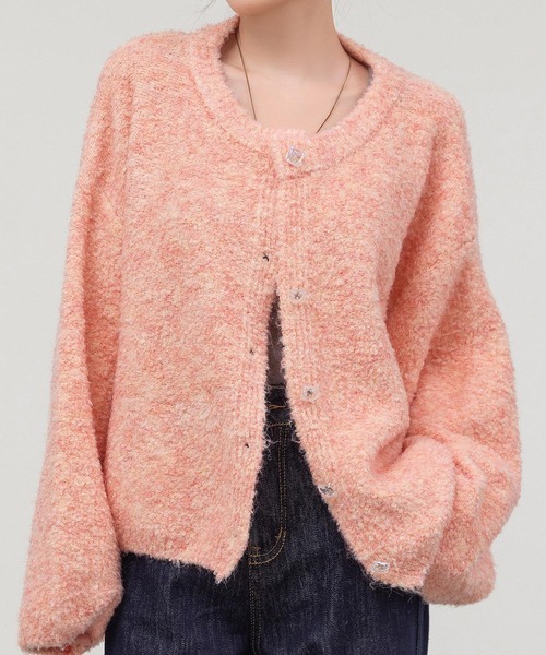 DAY CLOSET（デイ クローゼット）の「【前開き/中厚手】ふわっとあったか甘め仕上げ。長袖クリアボタンブークレニットカーディガン レディース（カーディガン/ボレロ・レディース・アイボリー・FREE）」の20枚目の写真