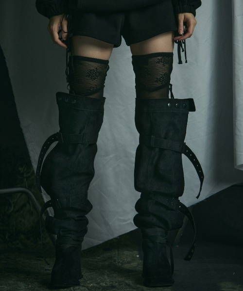 GATELESS（ゲートレス）の「【GATELESS】BELT BUCKLE LOOSE LONG BOOTS