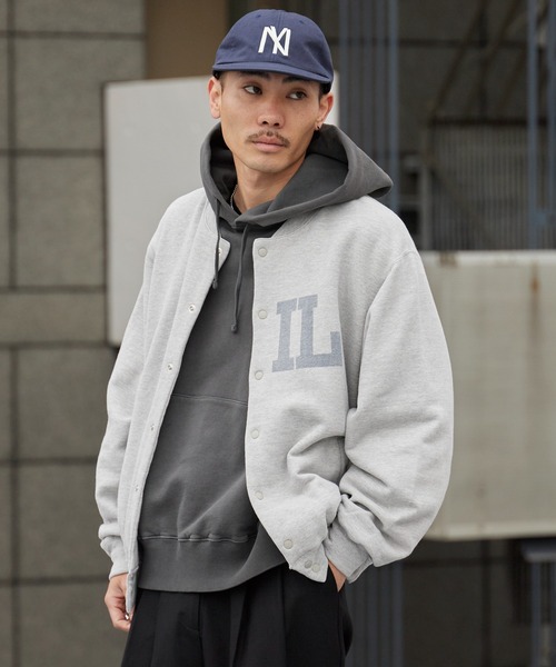 REMI RELIEF(レミレリーフ)の「REMI RELIEF/レミレリーフ Wフェイス SP加工 スウェットスタジャン(スタジャン・メンズ・ブラック/ブラウン/ヘザーグレー・M/L/XL)」の1枚目の写真