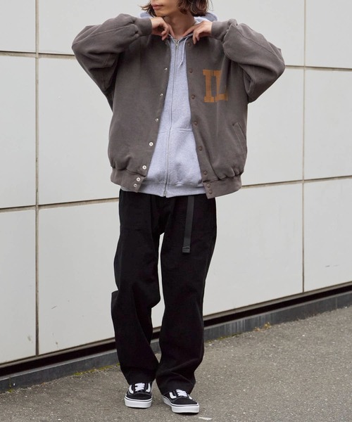 REMI RELIEF(レミレリーフ)の「REMI RELIEF/レミレリーフ Wフェイス SP加工 スウェットスタジャン(スタジャン・メンズ・ブラック/ブラウン/ヘザーグレー・M/L/XL)」の17枚目の写真