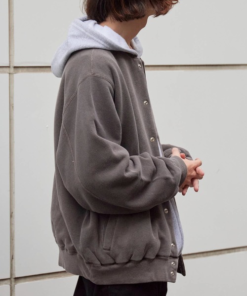 REMI RELIEF(レミレリーフ)の「REMI RELIEF/レミレリーフ Wフェイス SP加工 スウェットスタジャン(スタジャン・メンズ・ブラック/ブラウン/ヘザーグレー・M/L/XL)」の14枚目の写真