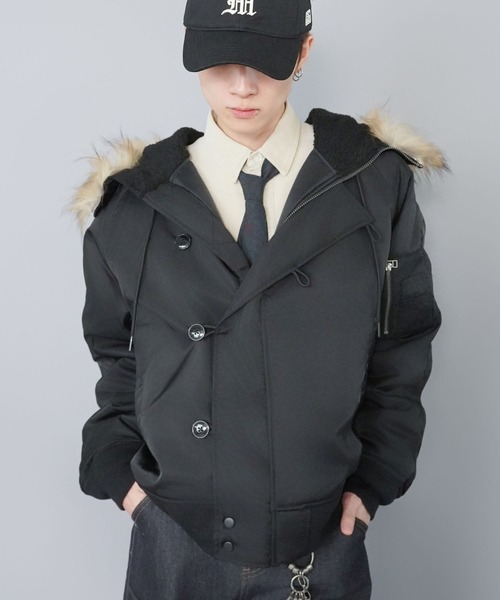 短丈】中綿N-2Bフライトジャケット/2WAY/フェイクファーブルゾン/ユニ