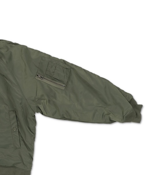 SPINNS(スピンズ)の「【短丈】中綿N-2Bフライトジャケット/2WAY/フェイクファーブルゾン/ユニセックス(ブルゾン・メンズ・ブラック/カーキ・L/M)」の12枚目の写真