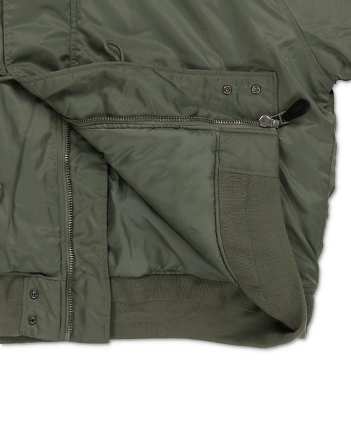 SPINNS(スピンズ)の「【短丈】中綿N-2Bフライトジャケット/2WAY/フェイクファーブルゾン/ユニセックス(ブルゾン・メンズ・ブラック/カーキ・L/M)」の13枚目の写真