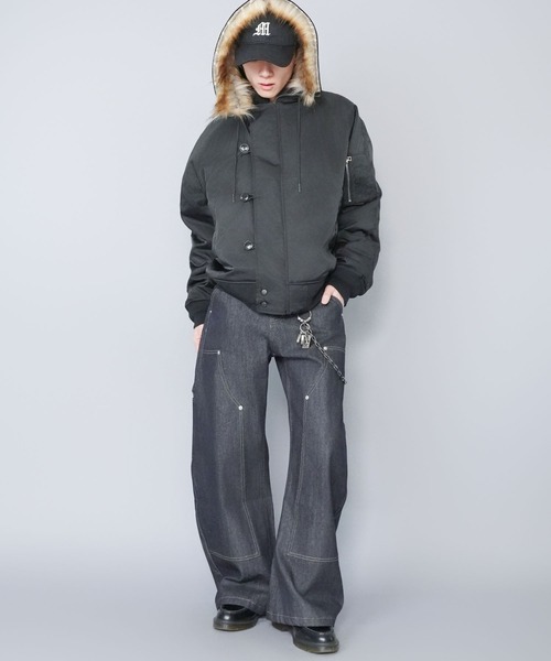 セール】【短丈】中綿N-2Bフライトジャケット/2WAY/フェイクファー