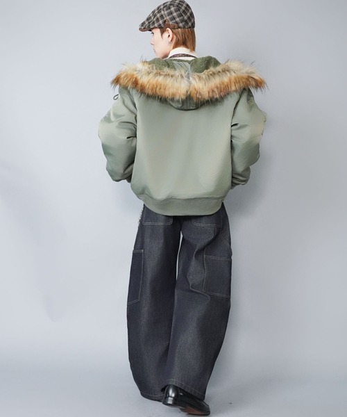 セール】【短丈】中綿N-2Bフライトジャケット/2WAY/フェイクファー