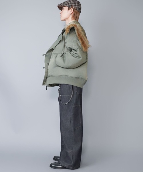 N-2B短丈 M セール】【短丈】中綿N-2Bフライトジャケット/2WAY/フェイクファー