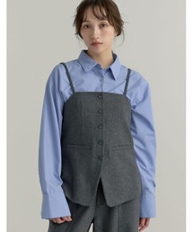 Re:EDIT | [洗濯機で洗える]圧縮ウールライクフロントボタンキャミソールビスチェ(キャミソール)